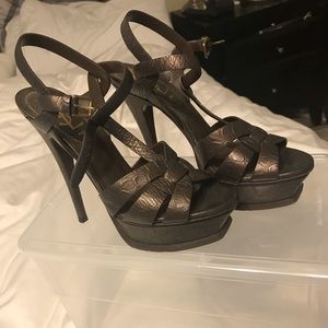 YSL tribute sandals 36 dark brown